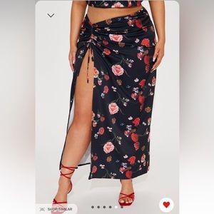 NWT Fashion Nova Maisel Floral Black and Red Maxi Skirt